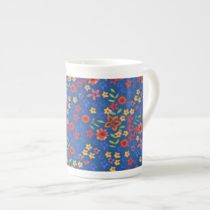 Flore rétro chic Imprimer sur Mug de Chine d'os bl