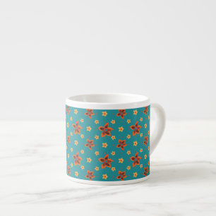 Flore rétro et Pois sur Espresso Mug Turquoise