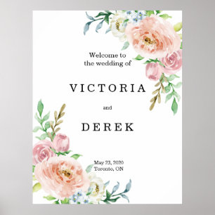 Flore romantique Grande Affiche de bienvenue Mar