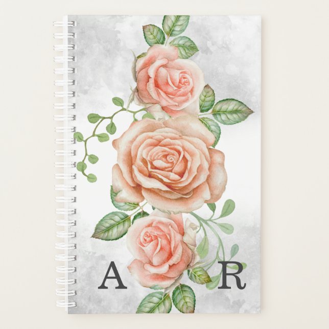Flore rose pâle avec monogramme personnalisé (Devant)
