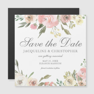 Flore rose vif Enregistrer la date Carte magnétiqu