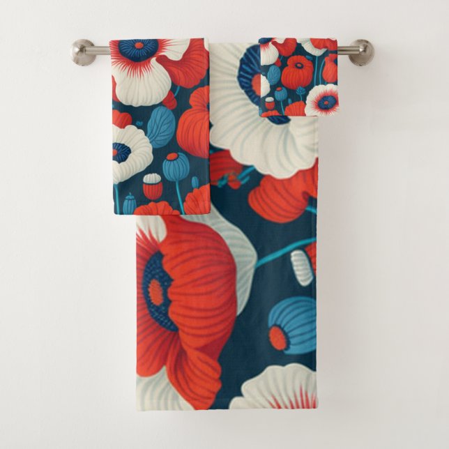 Flore Rouge, Blanc, Papillons bleus (En situation)