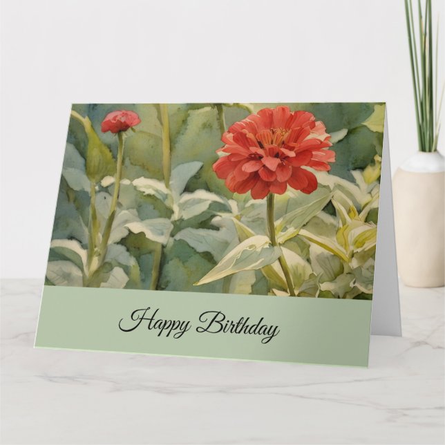 Flore rouge - Bonne carte d'anniversaire (Devant)