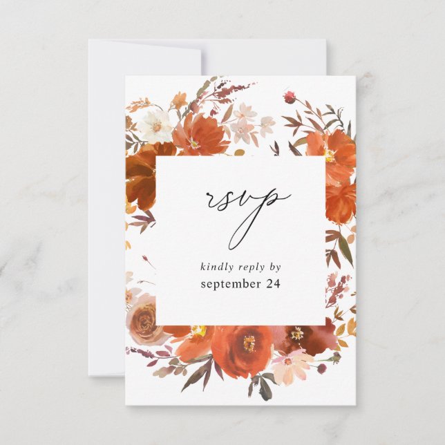 Flore rouge et orange d'automne w Repas RSVP (Devant)