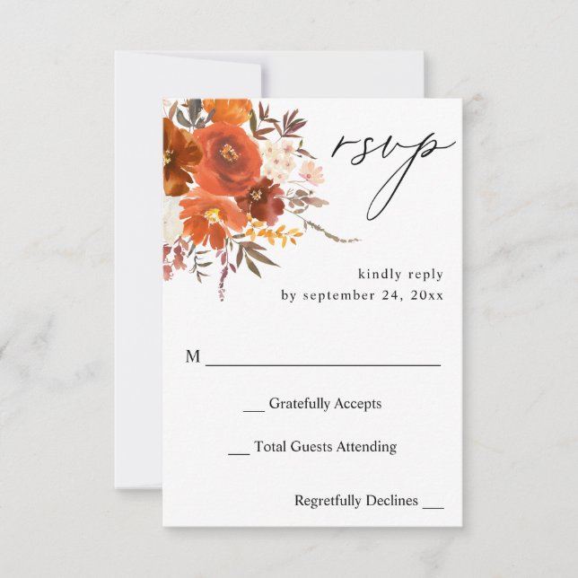 Flore rouge et orange no Repas RSVP (Devant)