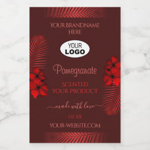 Flore rouge foncé Étiquettes Hawaii Fleurs Logo