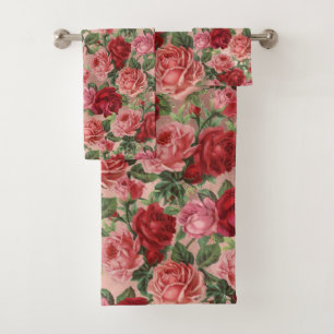 Flore rouge rose Vintage sur or rose rose