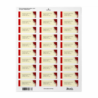 Flore rouge sur blanc Retour Adresse Étiquettes Fa