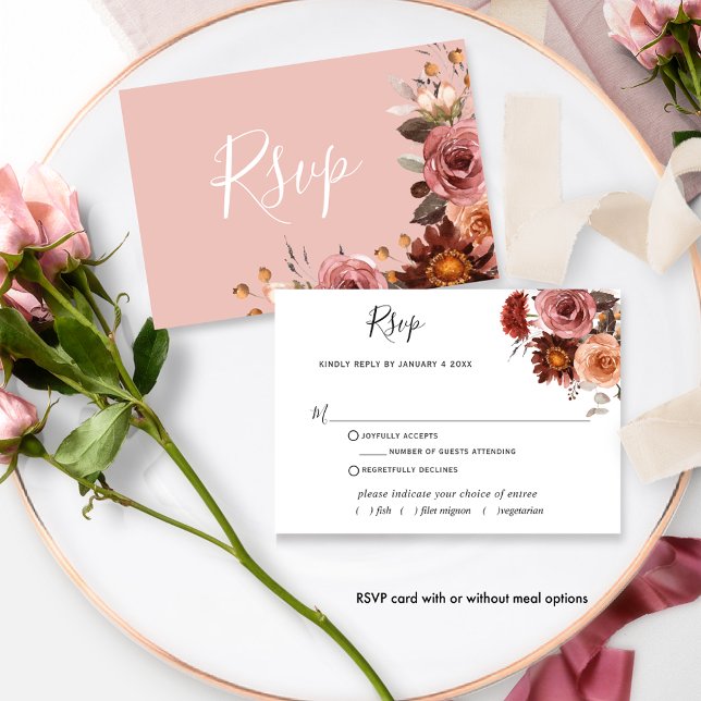 Flore rousse et bordeaux, avec/sans repas RSVP (Créateur téléchargé)