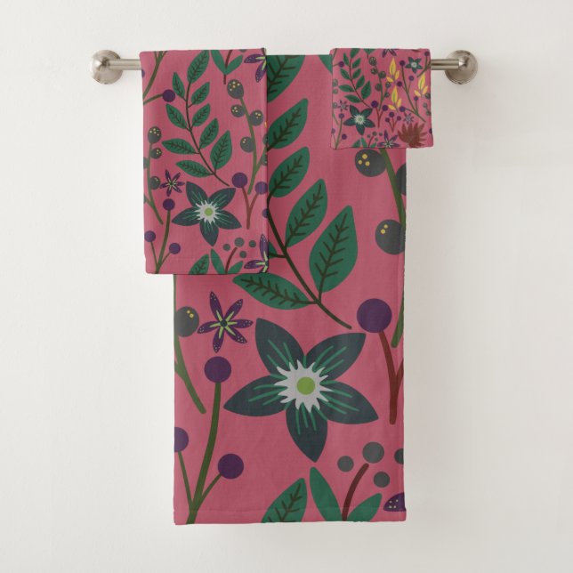 Flore sans couture motif fleurs rose feuille branc (En situation)