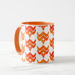 Flore stylisée Ikat - Mug orange et blanc