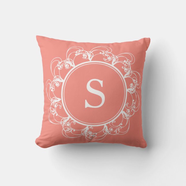 Flore torrents Monogramme corail Coussin (Recto)
