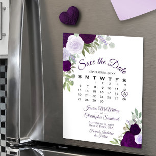 Flore violet rustique Enregistrer la date Calendri