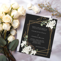 Flores blanches noires faire-part de mariage géomé