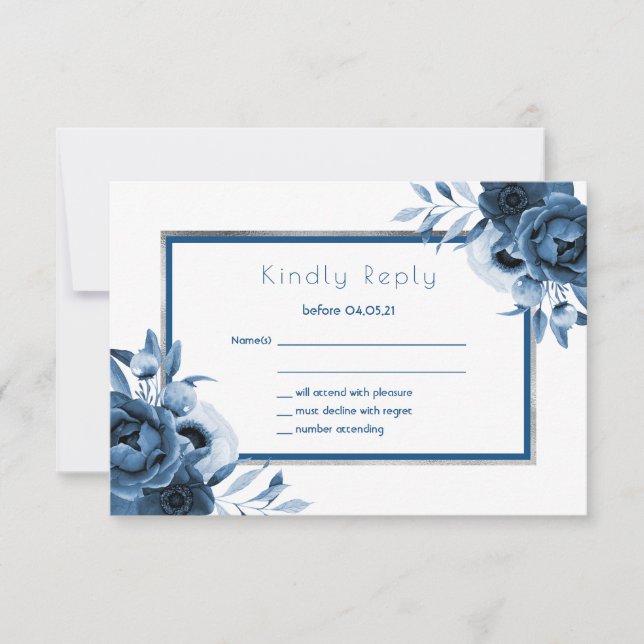 flores bleu marine mariage chic blanc RSVP (Devant)