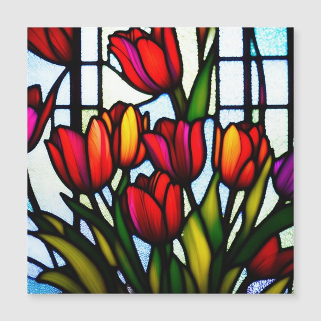 "Flores de verre tendu : Tulipes de tête en couleu (Devant)