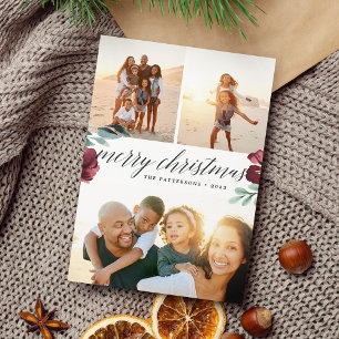 Flores hivernales Carte de vacances à trois phot