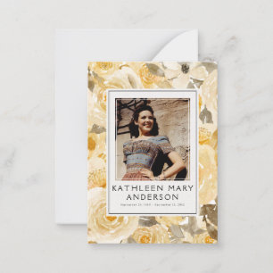 Flores jaunes Photo Funérailles Carte de prière co