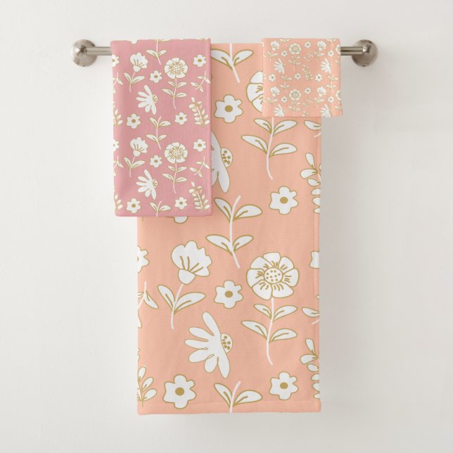 Flores ocres set de toallas (En situation)
