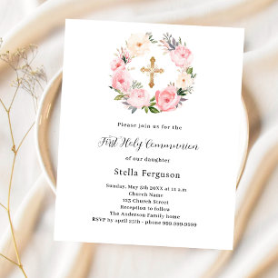 Flores roses couronnes invitation à la première co