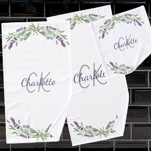 Flores violet lavande monogramme nom élégant