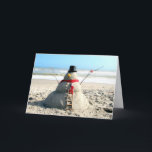 Florida Beach Snowman et Elf - Carte de voeux<br><div class="desc">En Floride,  nous savons comment "faire fonctionner" - pas de neige ? Qui S'En Soucie ? ? Nous construisons un Sandman !</div>