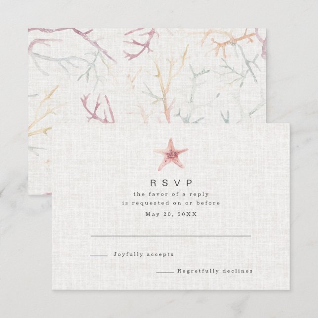 Florida Coastal Beach Watercolor Wedding RSVP (Devant / Derrière)