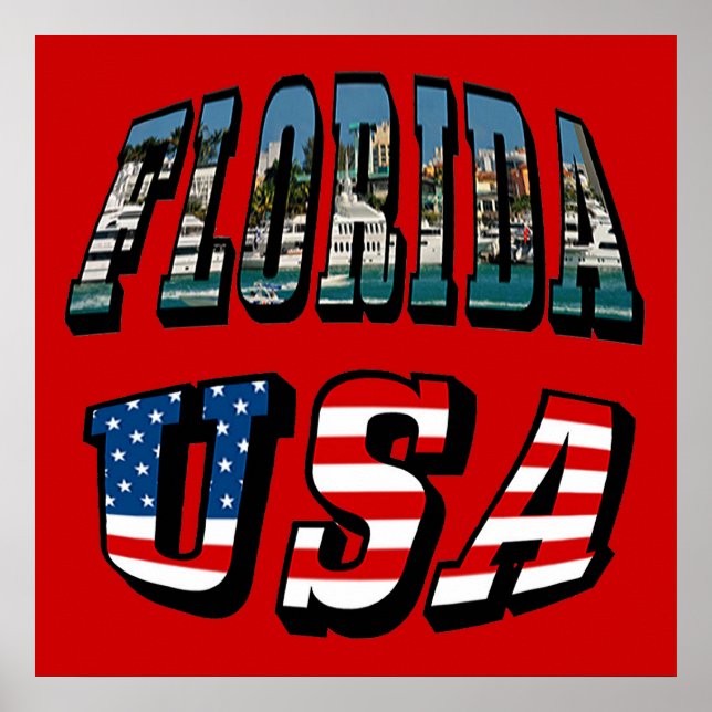 Florida Picture Text et USA Flag Text Poster (Devant)