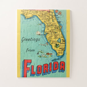 Florida Retro Map 11x14 BIG Pièces Jigsaw Puzzle