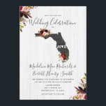 Florida State Destination Wedding Invitation<br><div class="desc">Florida State Mariage Destination Rustic Country Chic avec Grange blanche Bois & Marsala Burgundy Aquarelle Floral Arrangements & Plumes Boho Invitations de mariage ~ Regardez ma boutique pour voir toute la collection de mariages avec ce design!</div>