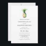 Florida Wedding Invitations Aquarelle Ananas<br><div class="desc">Un choix simple mais botanique pour annoncer votre mariage. Ces invitations de mariage en Floride comprennent un ananas à l'aquarelle minimaliste avec vos détails en gris fusain sur un arrière - plan blanc immaculé. La carte revient à une couleur verte sauge offerte. Utilisez les champs modèle pour customiser avec vos...</div>