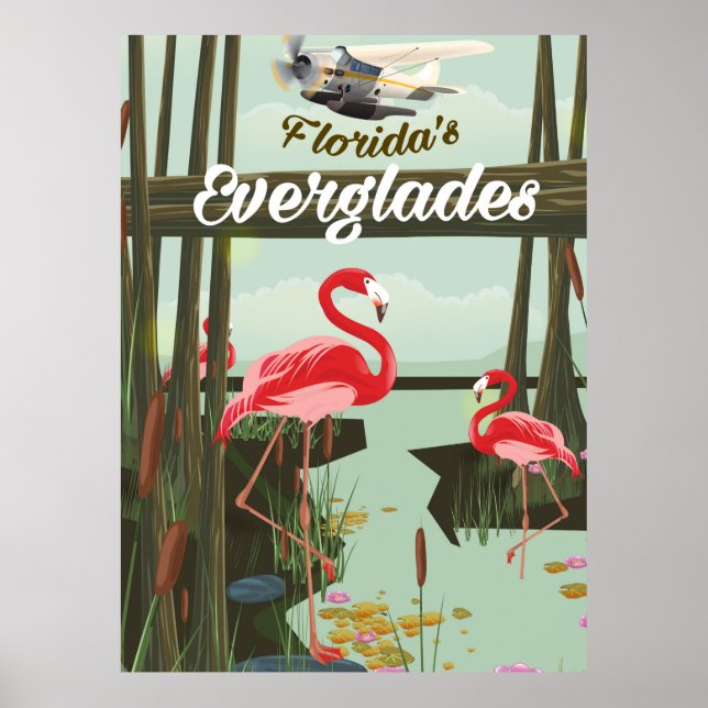 Floride Everglades dessin animé poster de voyage (Devant)