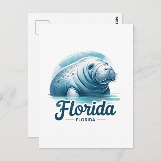 Floride, Manatee, Carte postale de poste (Devant / Derrière)