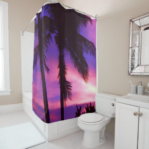 Floride Palm Purple Sunset Douche rideau
