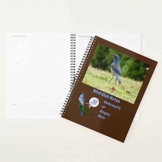 Floride Scrub Jay Bird Club Monogramme Photo (Devant avec enveloppe)