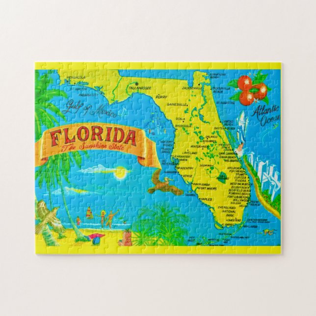 Floride Sunshine Map 11x14 Jigsaw Puzzle (Horizontal)