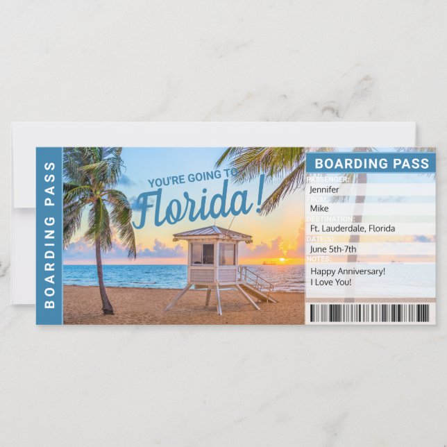 Floride Surprise Voyage Embarquement Pass Billet c (Devant)
