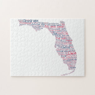 Floride USA Slang Word Art Map Jigsaw Puzzle