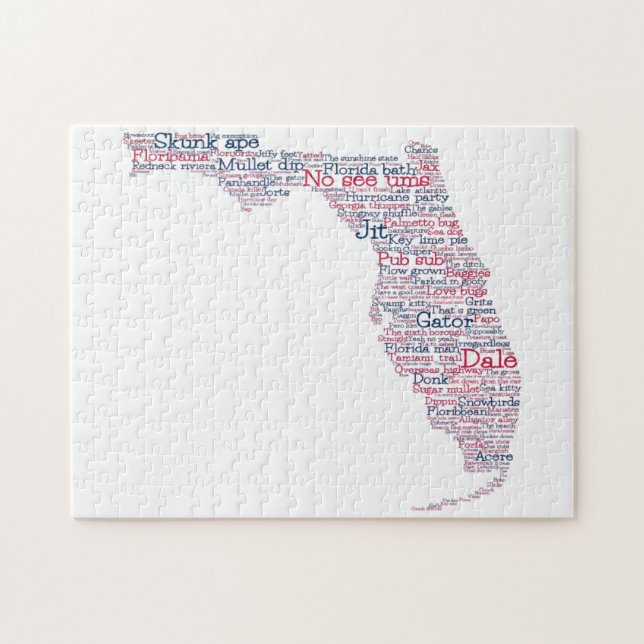 Floride USA Slang Word Art Map Jigsaw Puzzle (Horizontal)