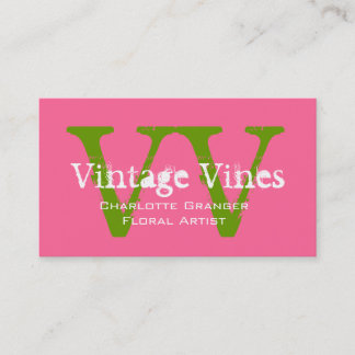Florist Vert rose Carte de visite personnalisable