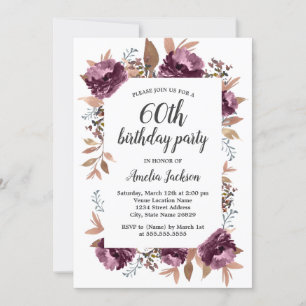 Florom Purple Aquarelle 60e Invitation anniversair