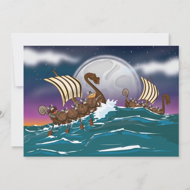 Flotte d'invasion de Vikings de dessin animé (Devant)