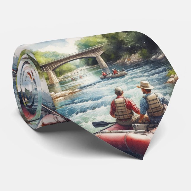 Flotter Voyage Watercolor River Adventure Cravate (Roulé)