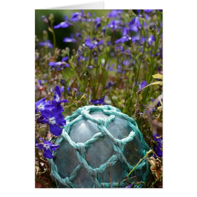 Flotteur de pêche en verre et fleurs (Devant)