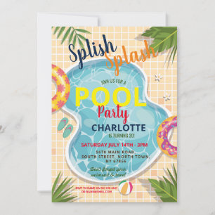 Flotteurs de fête au bord de la piscine Invitation