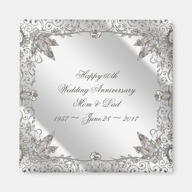 Flourish Diamond 60e Anniversaire Mariage Magnet (Devant)