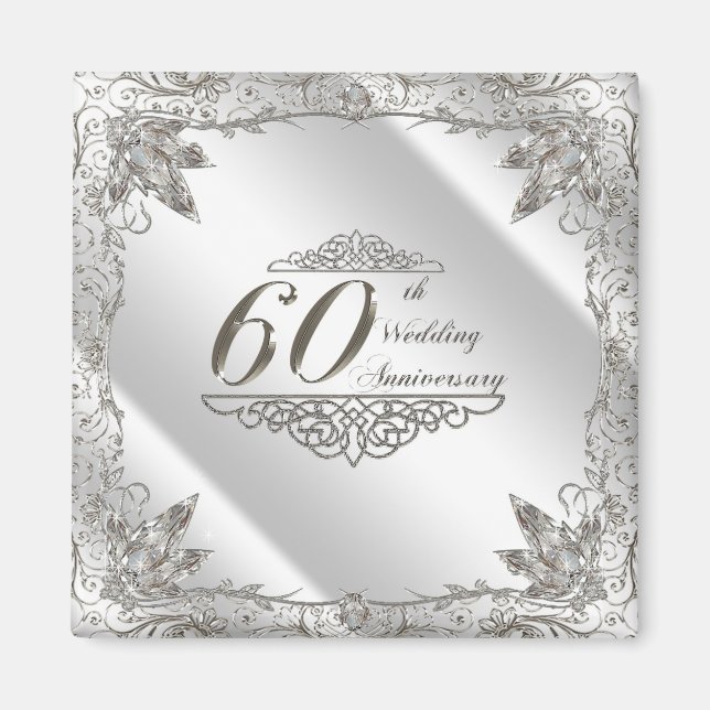 Flourish Diamond 60e Anniversaire Mariage Magnet (Devant)