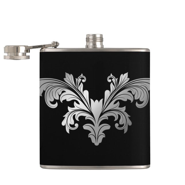 Flourish floral argenté sur le flacon classique (Ouvert)