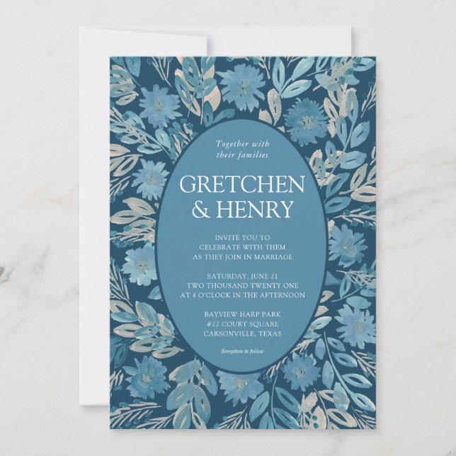 Flourish Watercolor Peinture Faire-part de mariage (Devant)