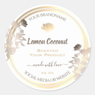 Flourish White et Gold Étiquettes d'emballage de p